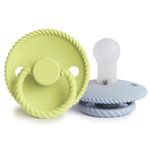 FRIGG Rope - Round Silicone 2-Pack Pacifiers - Green Tea/Powder Blue - Size 1